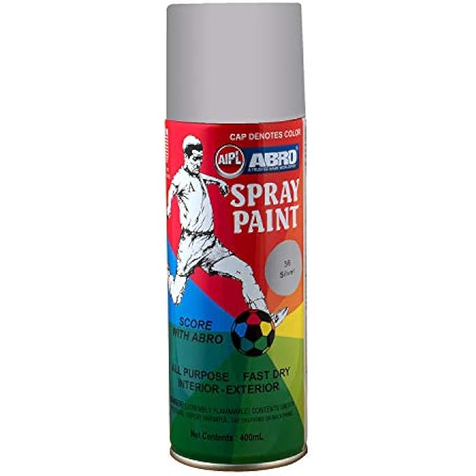 Abro SP-36 MULTIPURPOSE COLOUR SPRAY PAINT CAN FOR CARS AND BIKES (400ML, SILVER, 1 PC) - Image 1